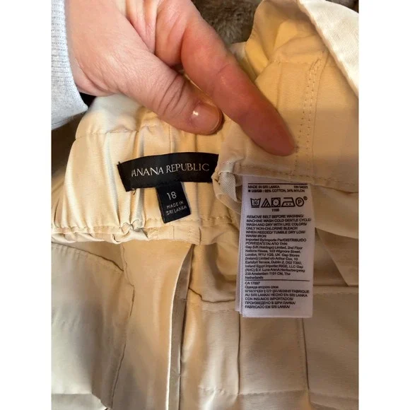 Banana Republic Belted Wide Leg Pants Size 18 Beige Paper-bag Pleated Waist - Picture 5 of 9